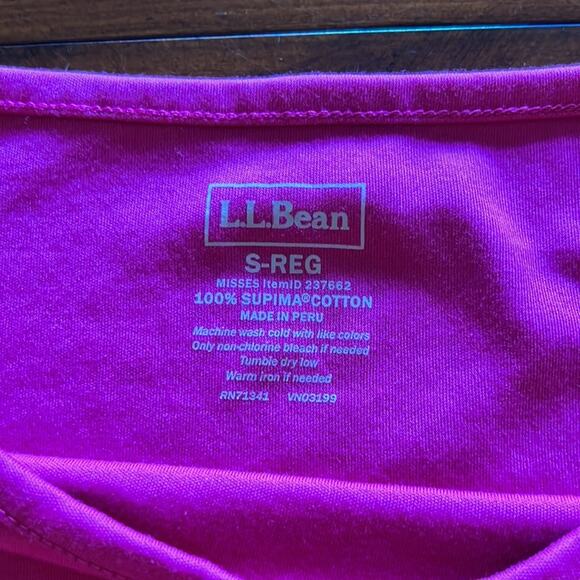 L.L. Bean Bright Pink Supima Cotton Knit Top Woman Size Small Pullover - Picture 5 of 7